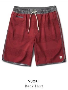 Vuori Men’s Banks Shorts 7” Camo Red Board Shorts